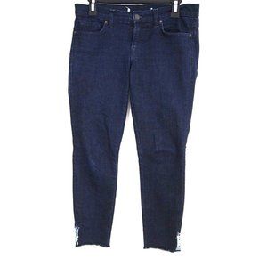 J Brand Womens Jeans 27 Skinny Raw Cut Hems Dark Wash Blue Ankle Eclipse